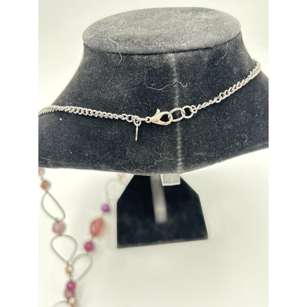 Lia Sophia Long Statement‎ Necklace Silver Tone Faux Pearl Beaded 30